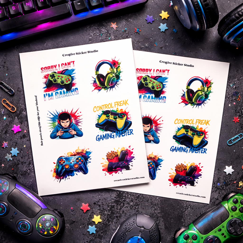 Sticker Sheet Set of 2 - Gamer Boy