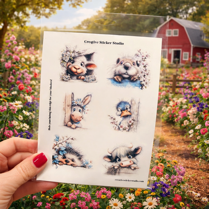 Sticker Sheet Set of 2 -Spring Peekers w Lamb