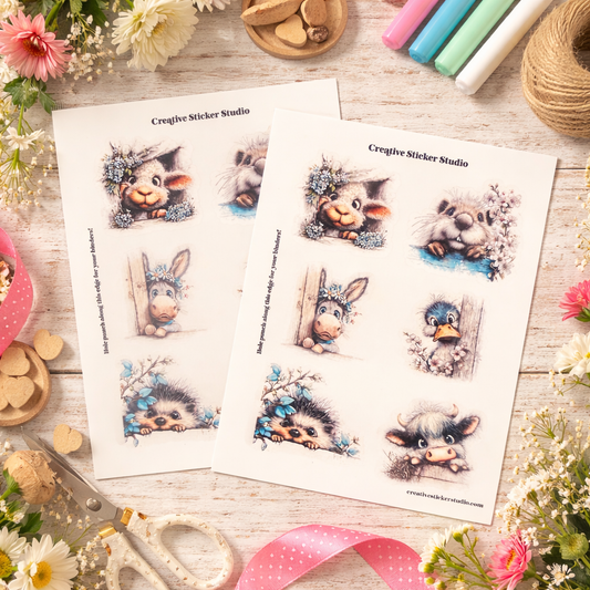 Sticker Sheet Set of 2 -Spring Peekers w Lamb