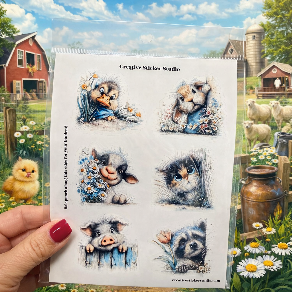 Sticker Sheet Set of 2 -Spring Peekers w Cat