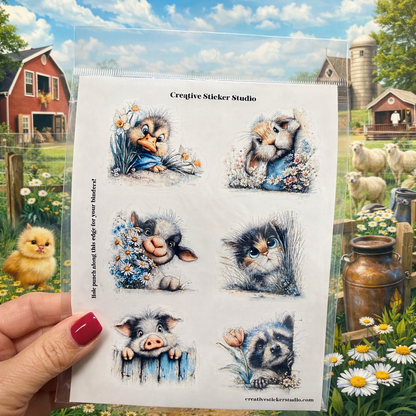 Sticker Sheet Set of 2 -Spring Peekers w Cat
