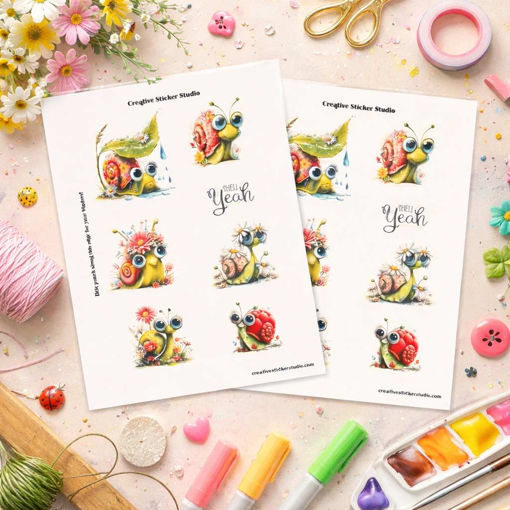 Sticker Sheet Set of 2 - Quirky Snail Shell Yeah