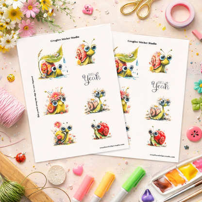 Sticker Sheet Set of 2 - Quirky Snail Shell Yeah