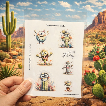 Sticker Sheet Set of 2 - Quirky Cactus Sharp