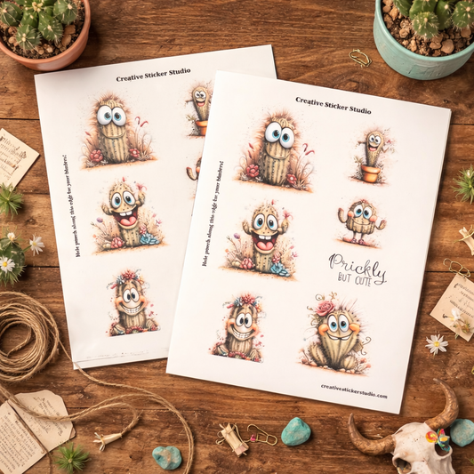 Sticker Sheet Set of 2 - Quirky Cactus Prickly