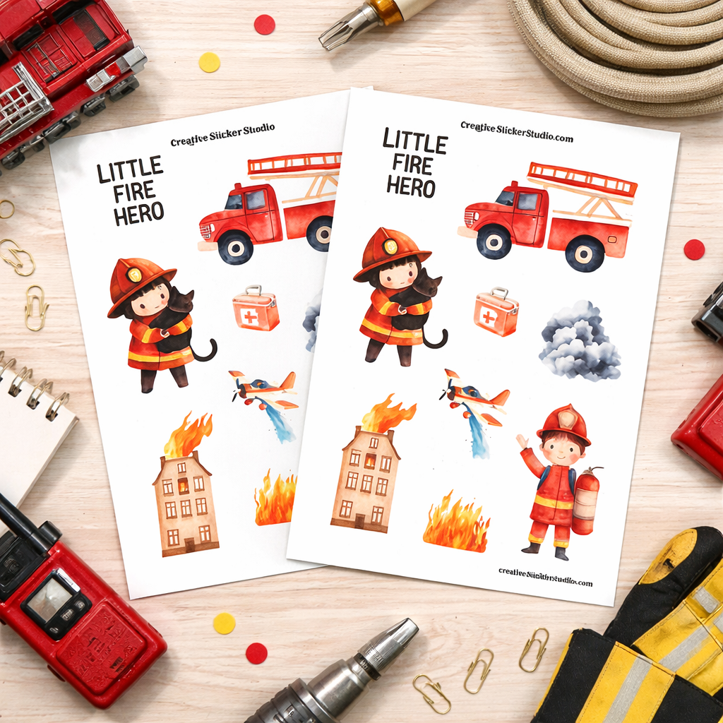 Sticker Sheet Set of 2 - Fire Station Hero