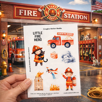 Sticker Sheet Set of 2 - Fire Station Hero