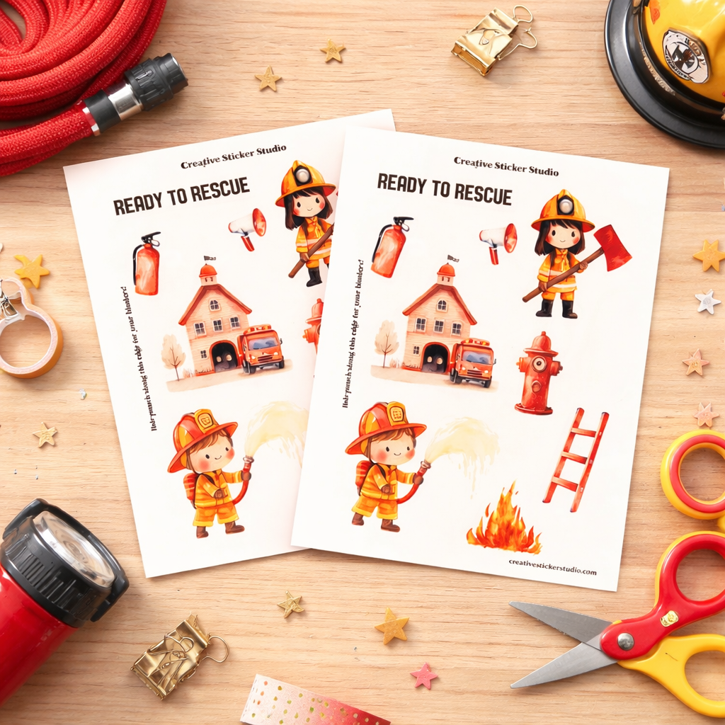 Sticker Sheet Set of 2 - Fire Station Rescue