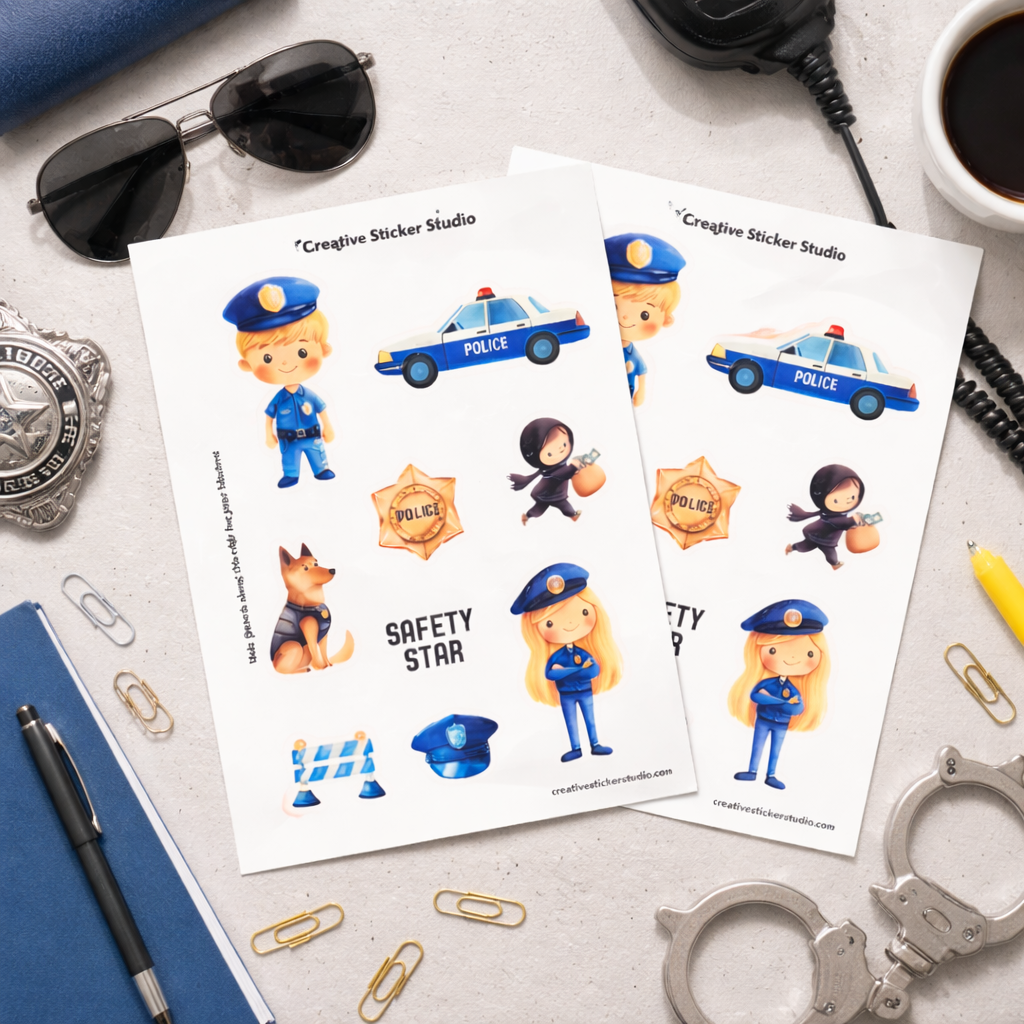 Sticker Sheet Set of 2 - Police Station Safety