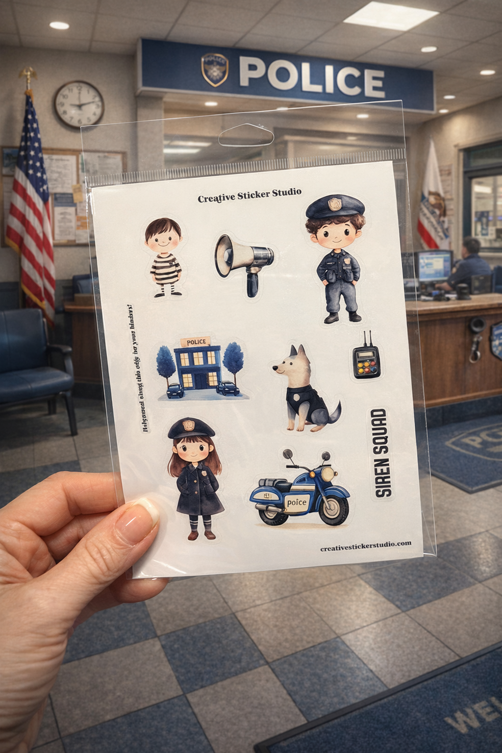 Sticker Sheet Set of 2 - Police Station Squad