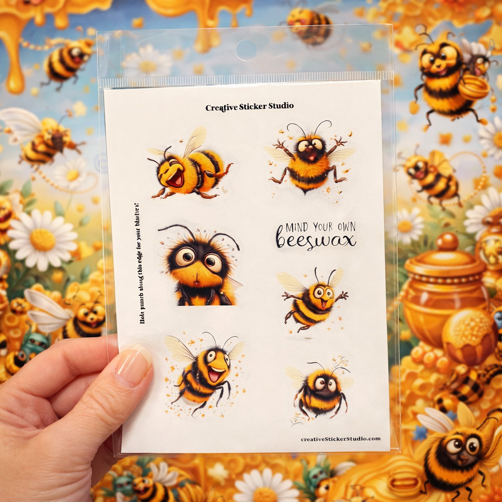 Sticker Sheet Set of 2 - Quirky Bees Mind Your Own