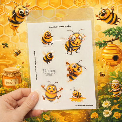 Sticker Sheet Set of 2 - Quirky Bees Honey, Please
