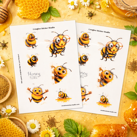 Sticker Sheet Set of 2 - Quirky Bees Honey, Please