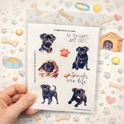 Sticker Sheet Set of 2 - Black Pug Vibes