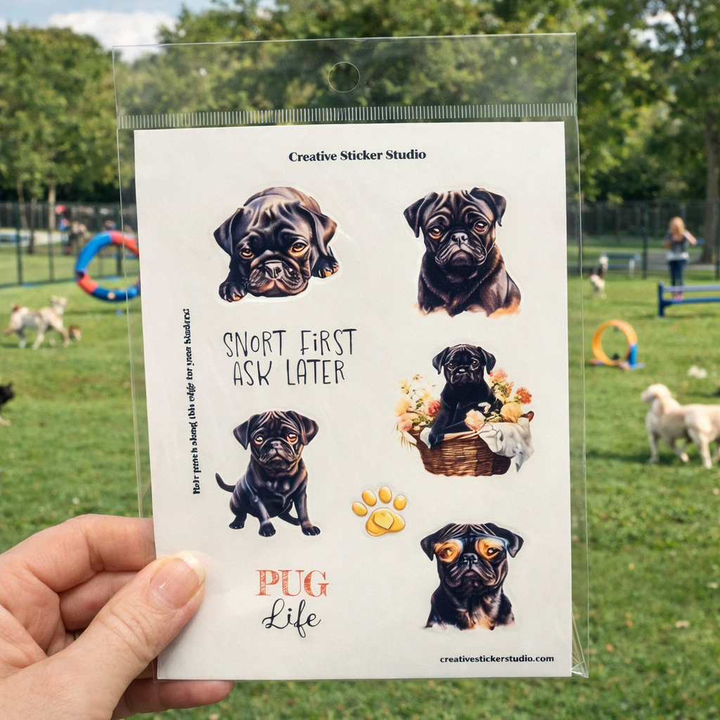 Sticker Sheet Set of 2 - Black Pug Life