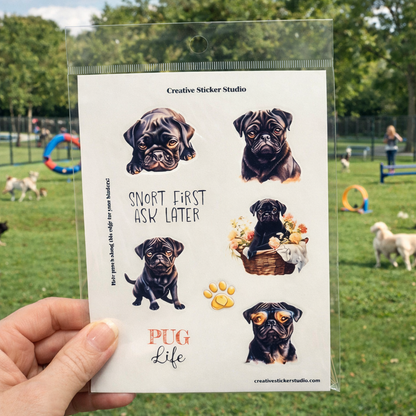Sticker Sheet Set of 2 - Black Pug Life