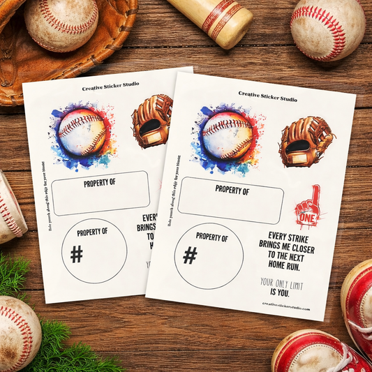 Sticker Sheet Set of 2 - Baseball Property of