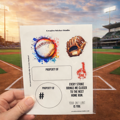 Sticker Sheet Set of 2 - Baseball Property of