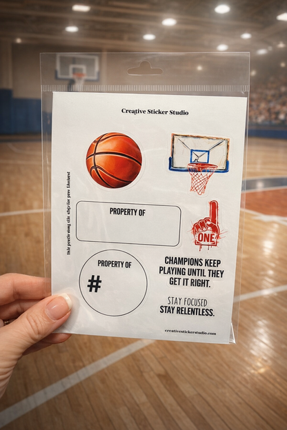 Sticker Sheet Set of 2 - Basketball Property of