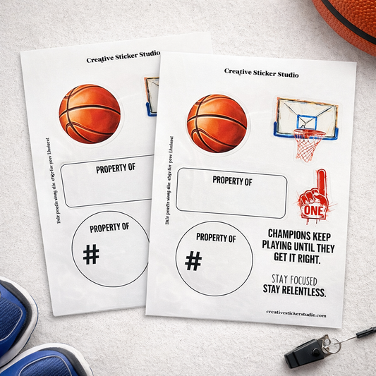 Sticker Sheet Set of 2 - Basketball Property of