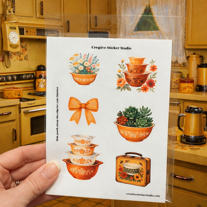 Sticker Sheet Set of 2 - Vintage Dishes in Gold