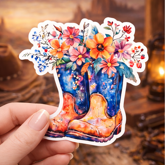 XLARGE Sticker - Western Boots Floral