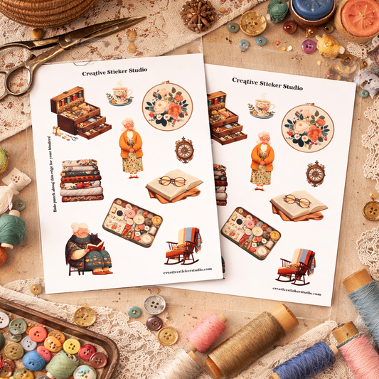 Sticker Sheet Set of 2 - Grandmacore Sewing