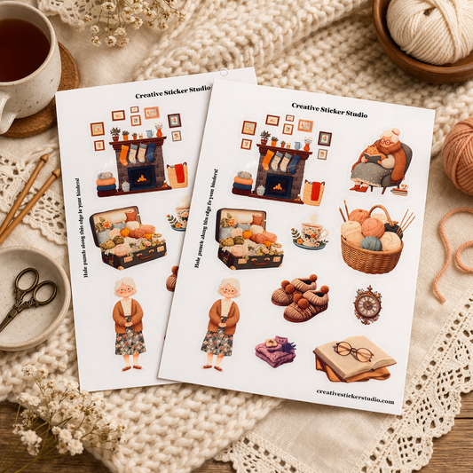 Sticker Sheet Set of 2 - Grandmacore Knitting
