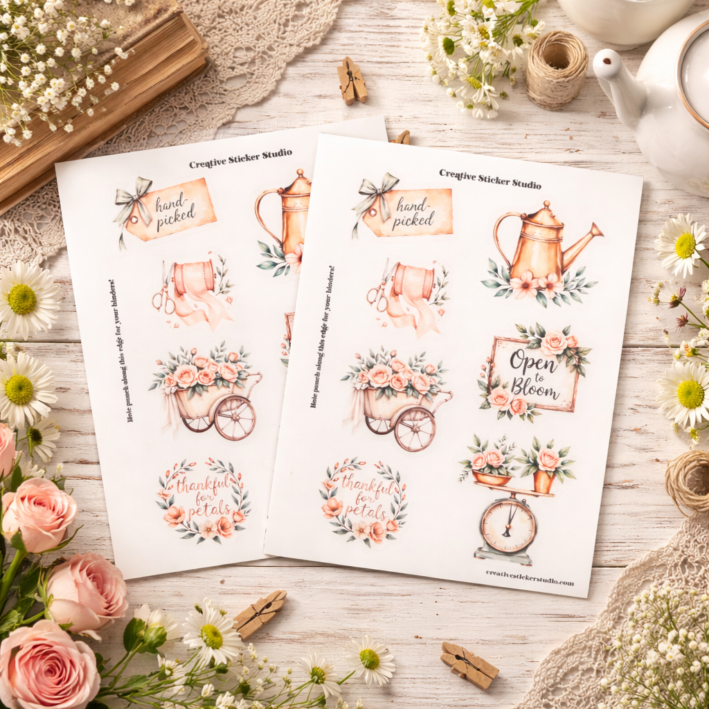 Sticker Sheet Set of 2 - Vintage Florist Hand-Picked