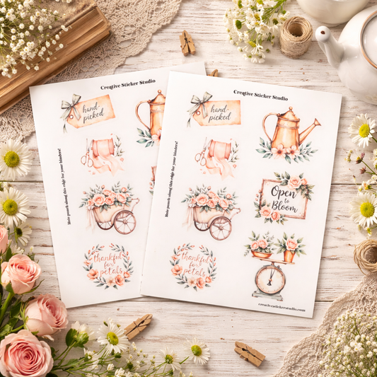 Sticker Sheet Set of 2 - Vintage Florist Hand-Picked