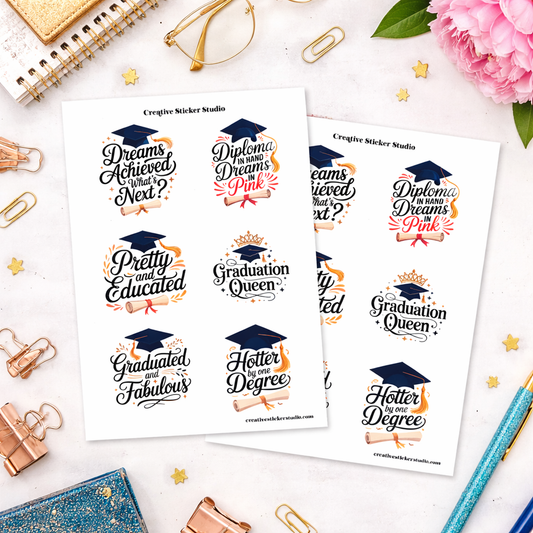 Sticker Sheet Set of 2 - Graduation Queen