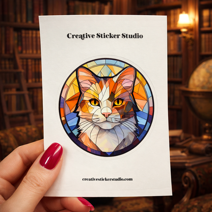 XLARGE Sticker - Stained Glass Cat 3