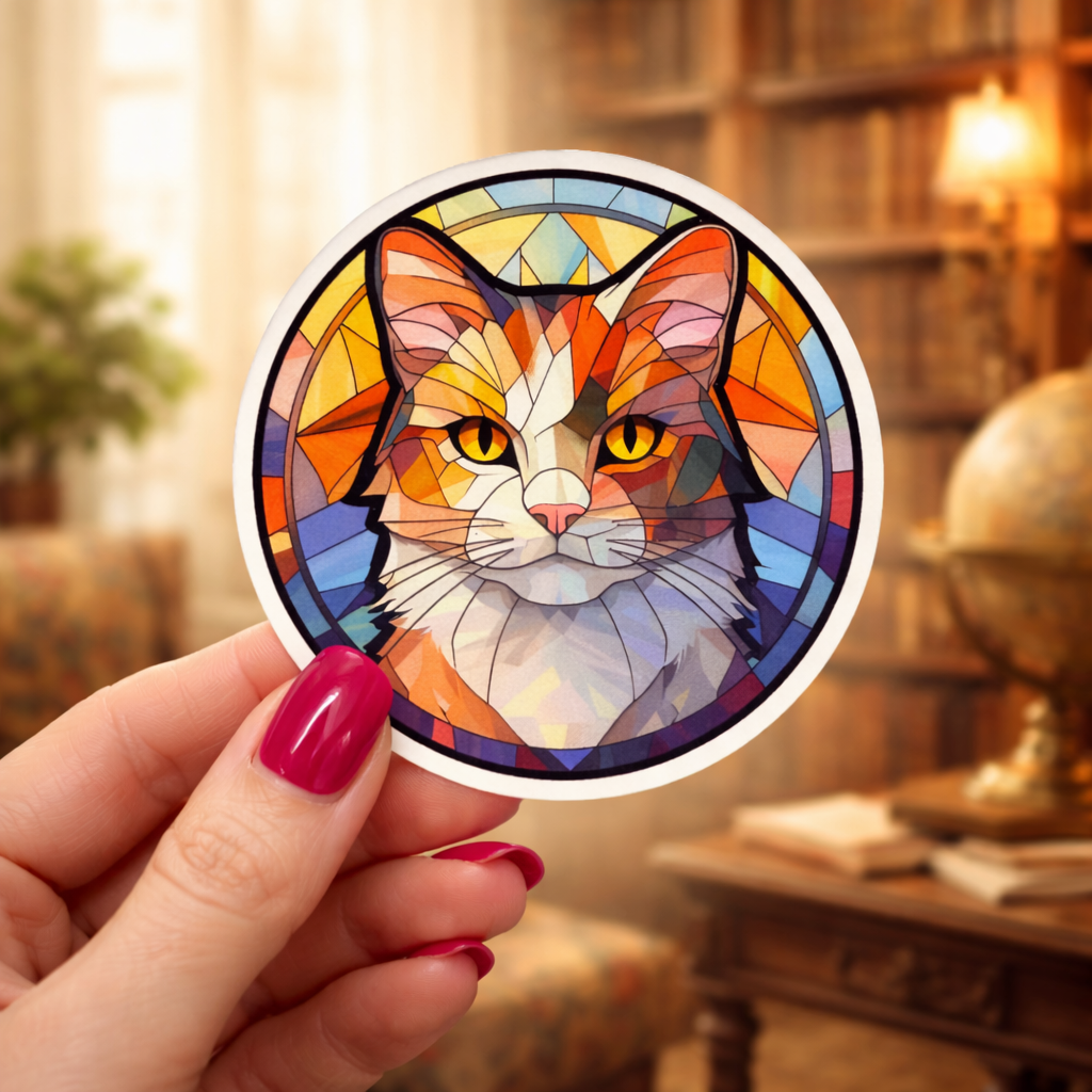 XLARGE Sticker - Stained Glass Cat 3