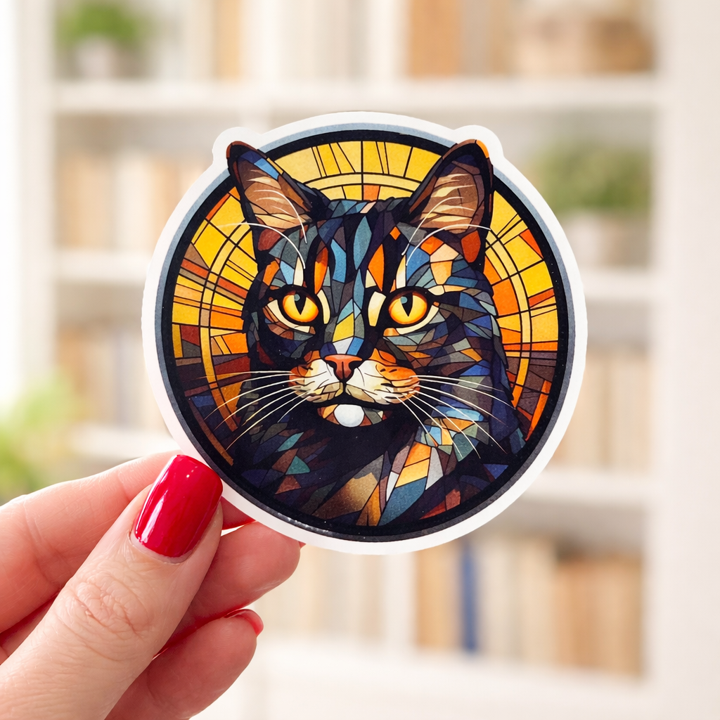XLARGE Sticker - Stained Glass Cat 2