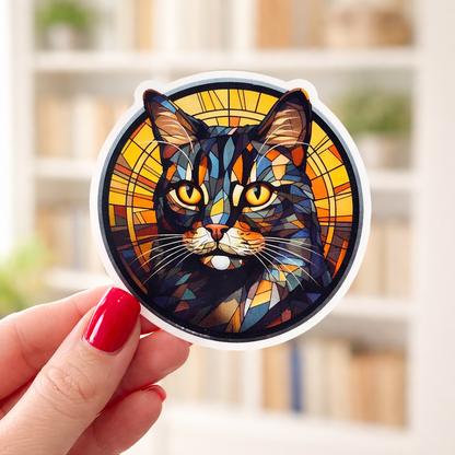XLARGE Sticker - Stained Glass Cat 2