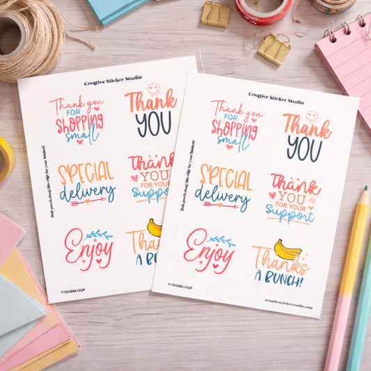 Sticker Sheet Set of 2 - Thank you for Shopping Small