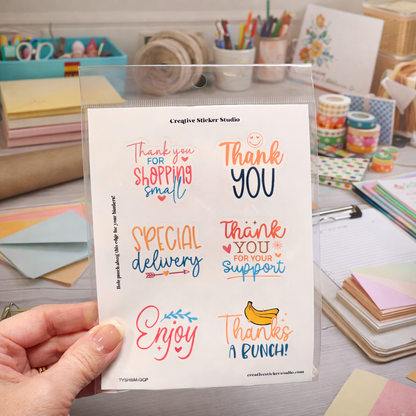 Sticker Sheet Set of 2 - Thank you for Shopping Small