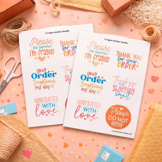 Sticker Sheet Set of 2 - Thank you Fragile