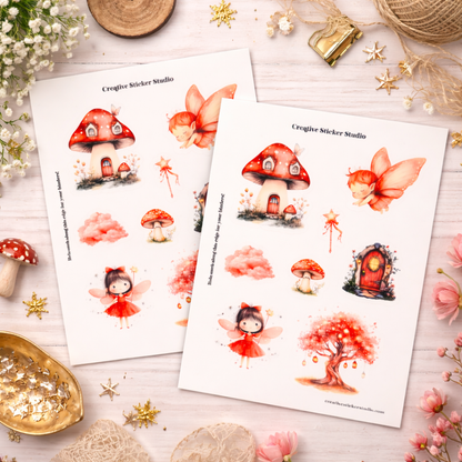 Sticker Sheet Set of 2 - Red Fairies