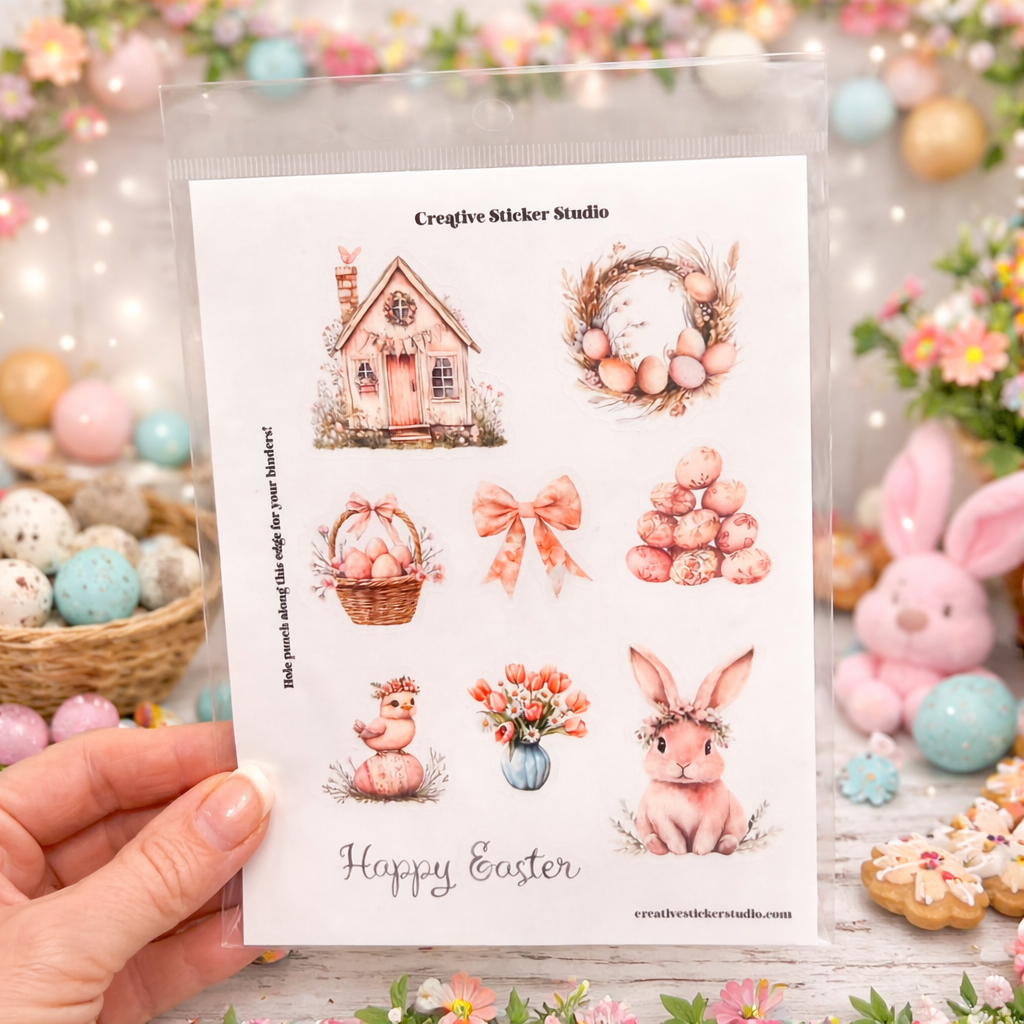 Sticker Sheet Set of 2 - Rustic Pink Easter