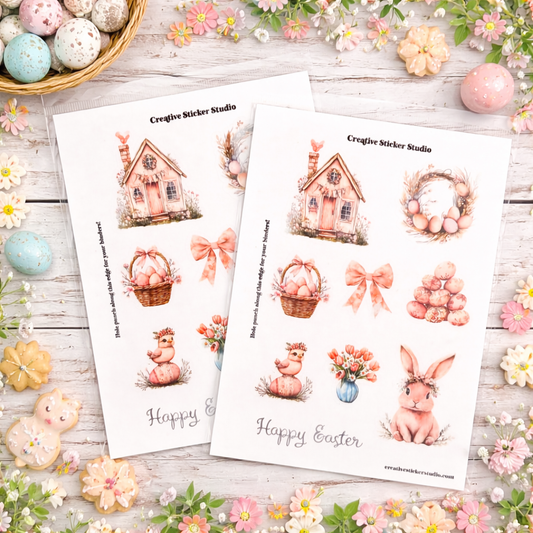 Sticker Sheet Set of 2 - Rustic Pink Easter