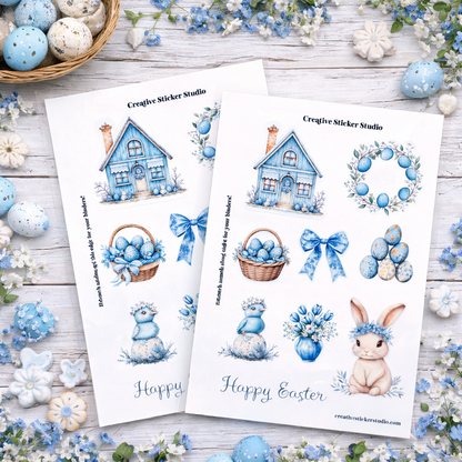 Sticker Sheet Set of 2 - Rustic Blue Easter