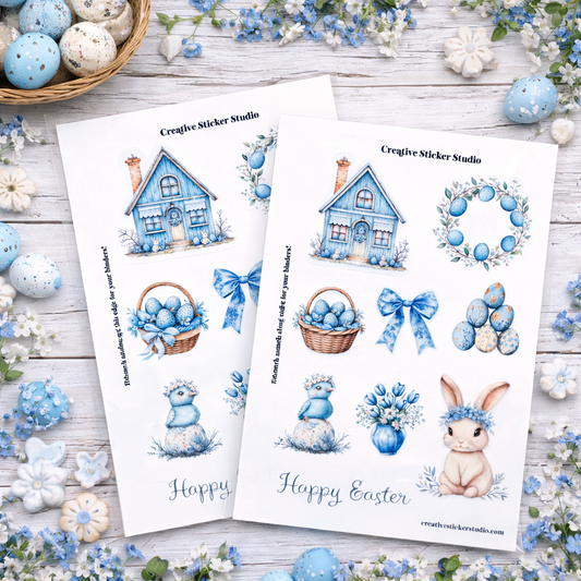 Sticker Sheet Set of 2 - Rustic Blue Easter
