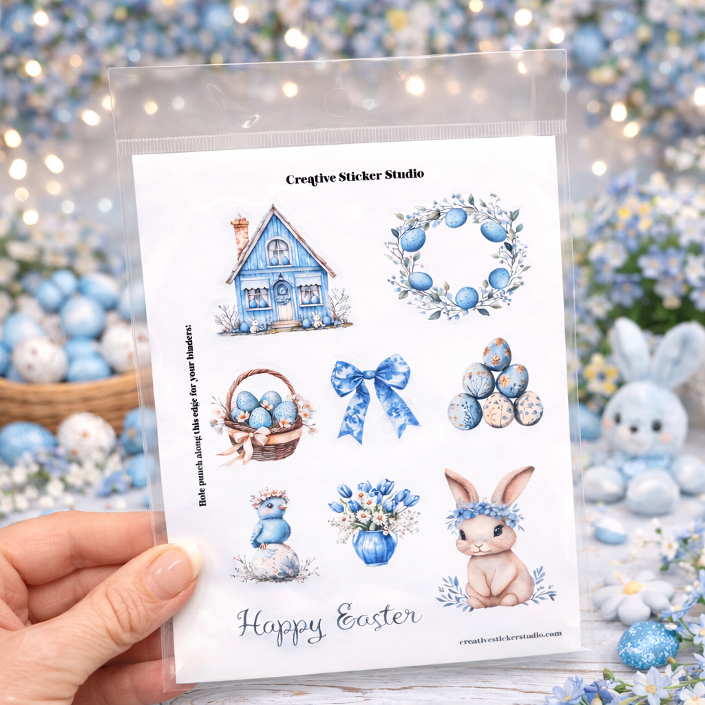 Sticker Sheet Set of 2 - Rustic Blue Easter
