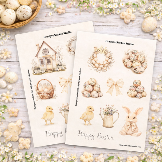 Sticker Sheet Set of 2 - Rustic Cream Easter