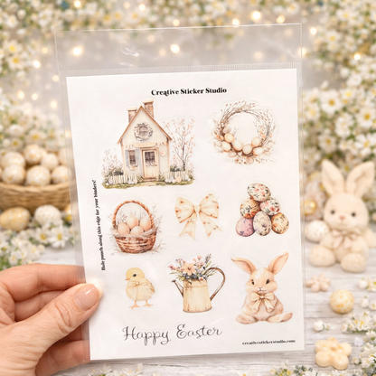 Sticker Sheet Set of 2 - Rustic Cream Easter