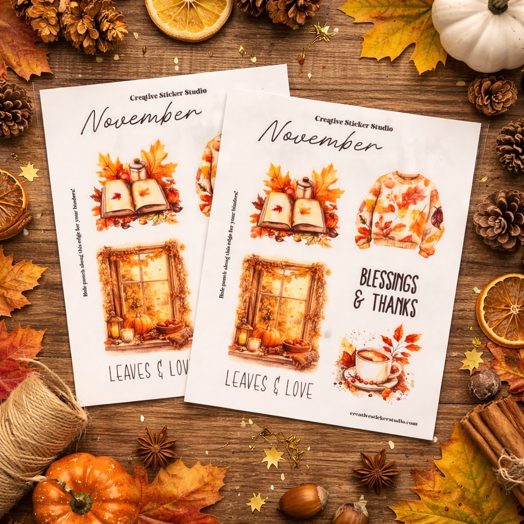 Sticker Sheet Set of 2 - Planner Months November