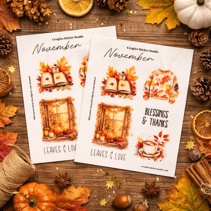 Sticker Sheet Set of 2 - Planner Months November