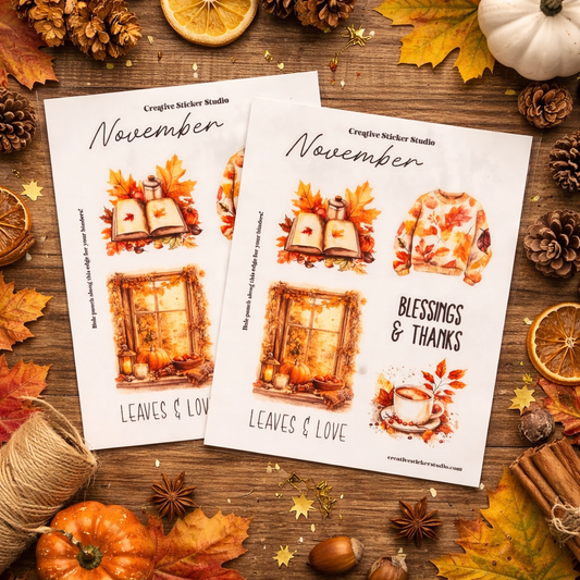 Sticker Sheet Set of 2 - Planner Months November
