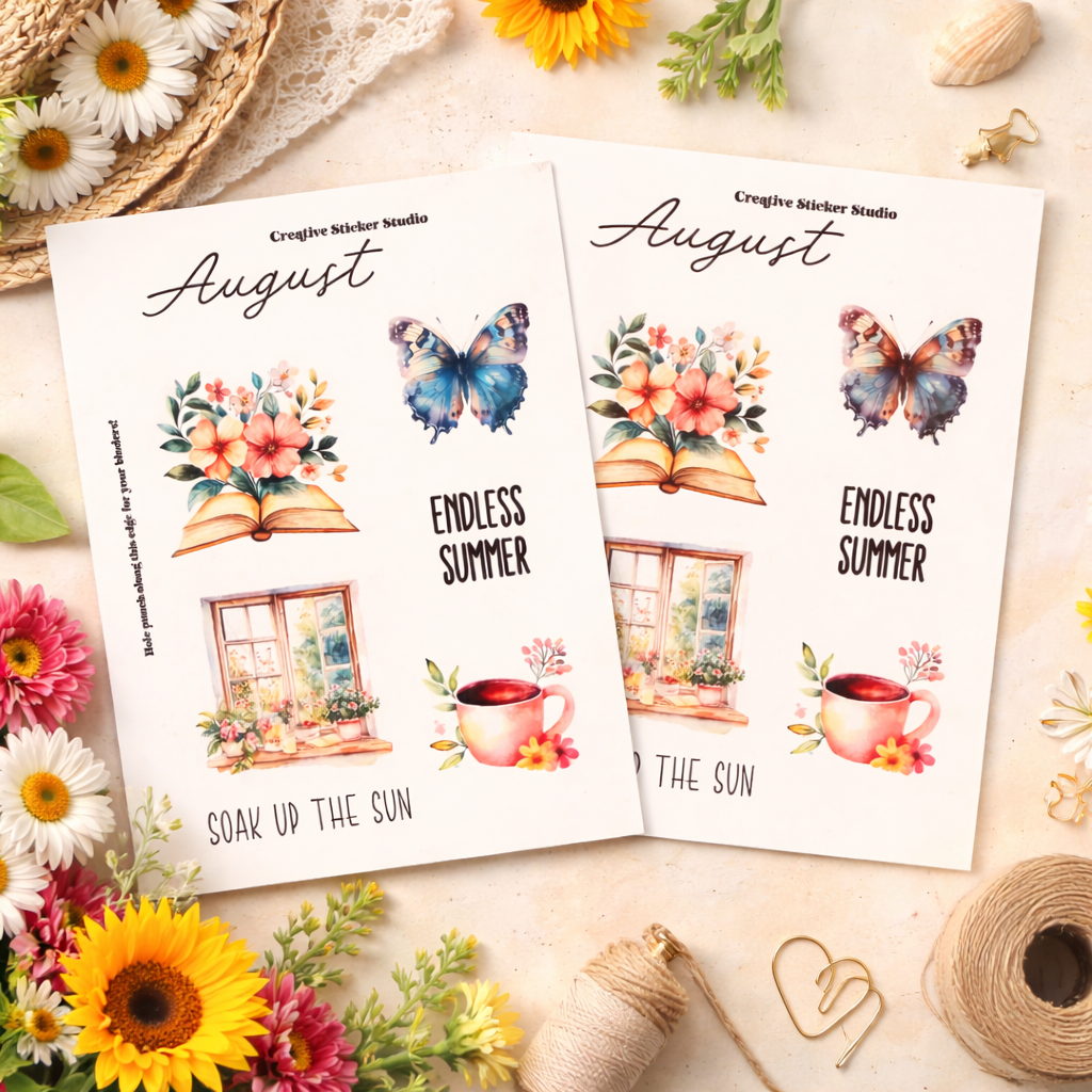 Sticker Sheet Set of 2 - Planner Months August